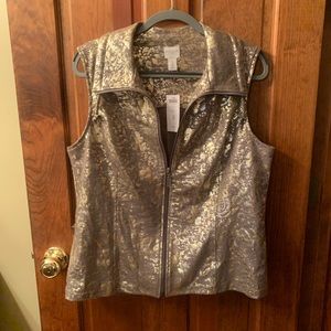 CHICO, NEW WITH TAGS, Vest, Gold and Texas Taupe. Size 2 or 12 large. BEAUTIFUL.